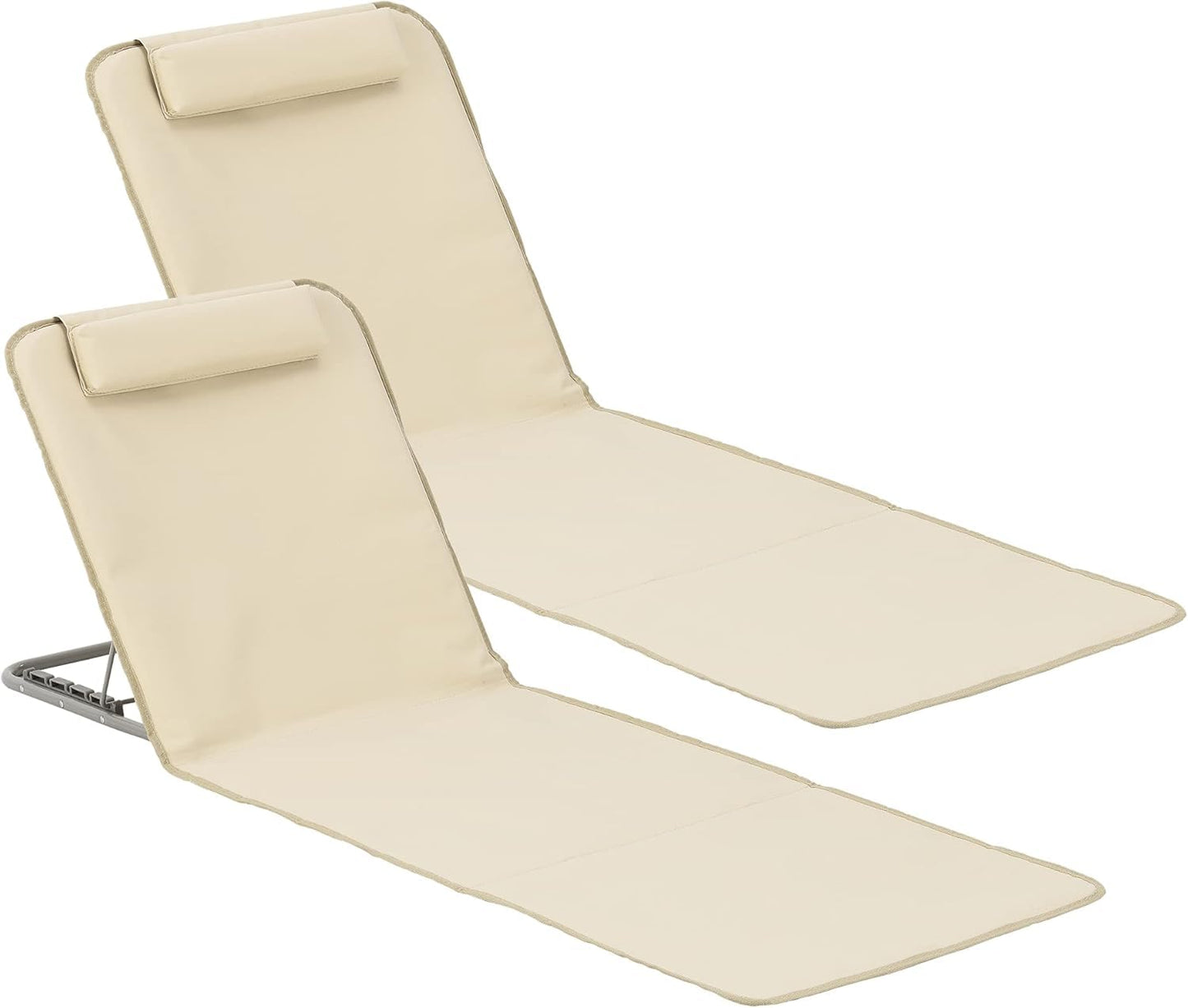 Strandmatte 2er-Set mit Verstellbarer Rückenlehne, Beige