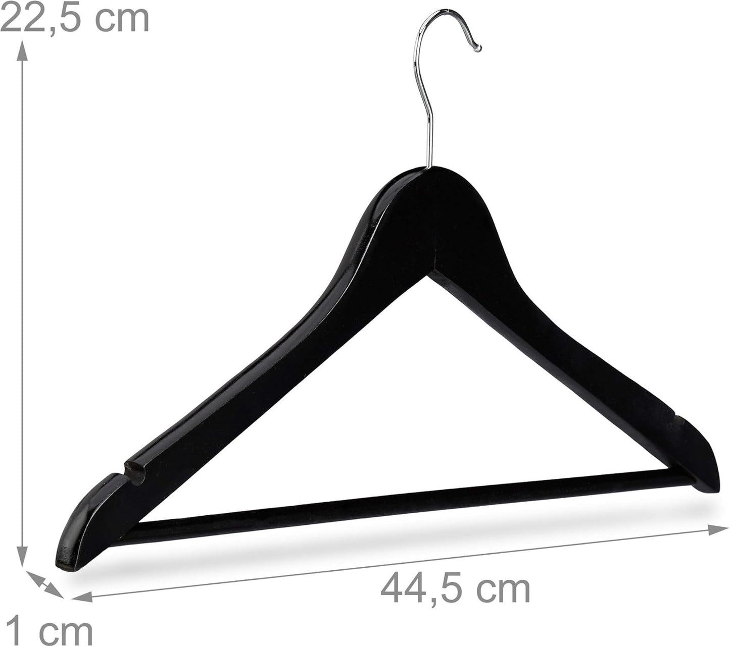 60-teiliges Kleiderbügel Set mit Hosenstange, 1, Schwarz, Silber, 60er Pack