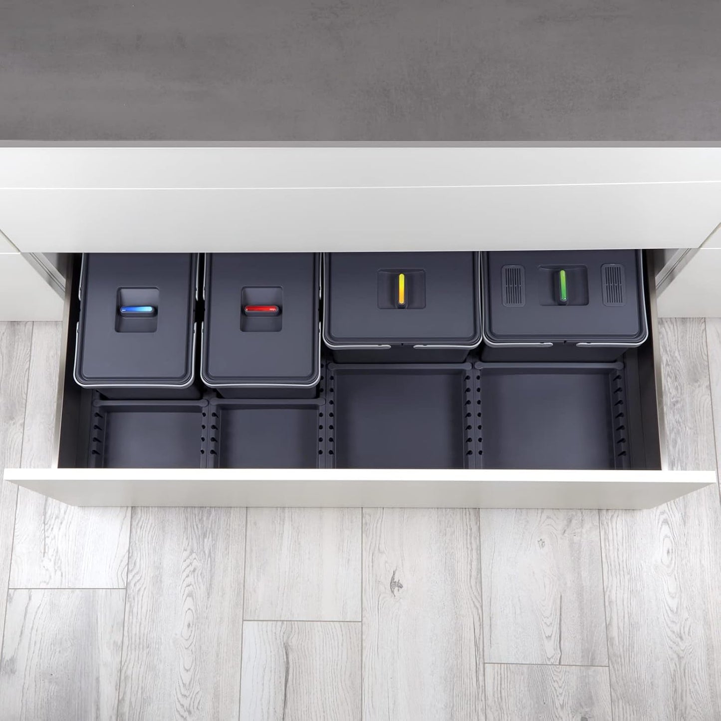 Abfallsystem für Schubladenauszug, DRAW 120 cm 12+12+12+12L