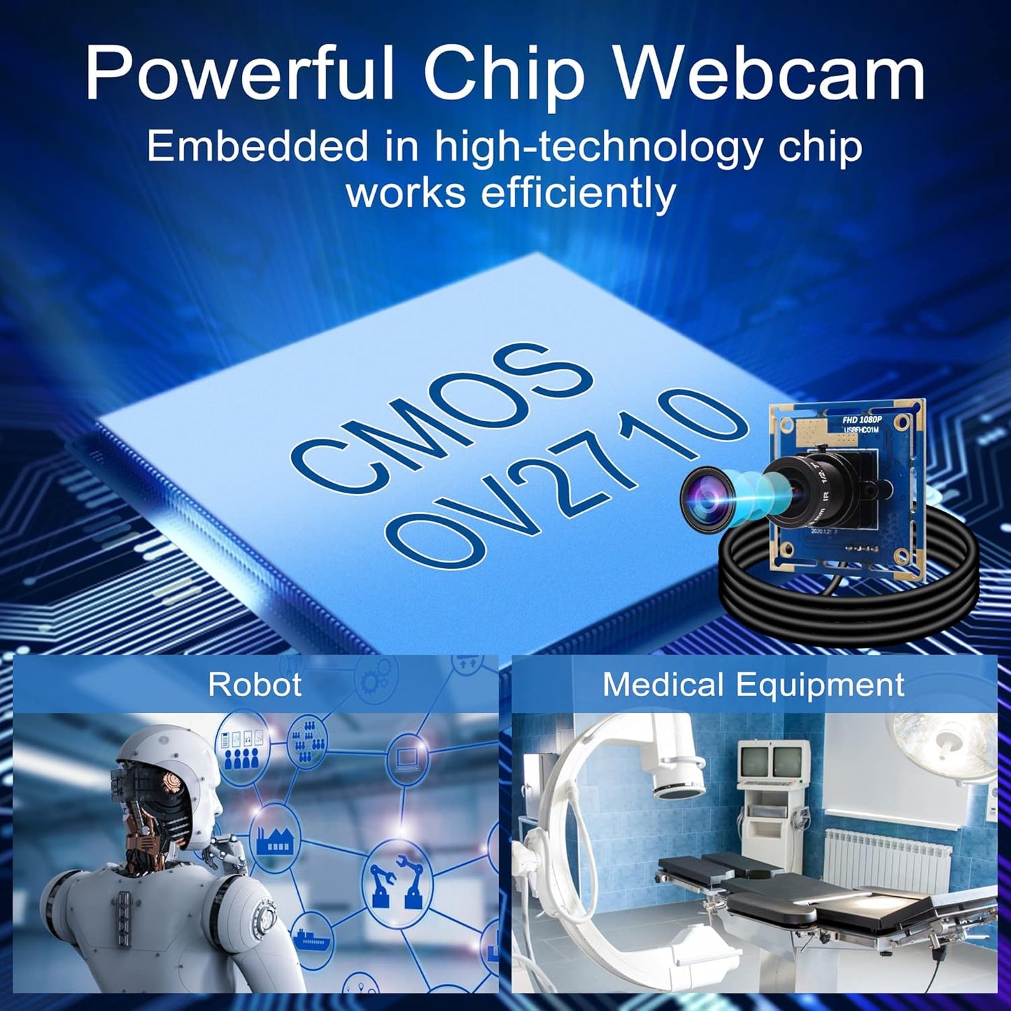 Full HD Webcam 1080P Kamera Modul, 2MP Kamera Module mit 2.8mm Objektiv