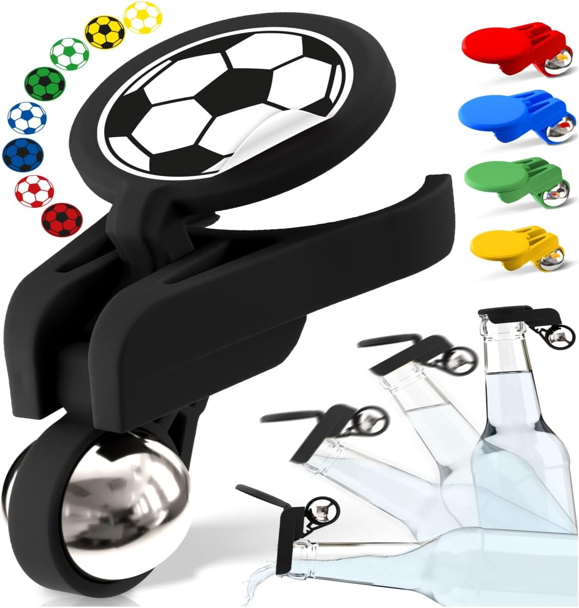 5er-Set Flaschenverschluss-Schutz, 5 X Bunt + Fussball