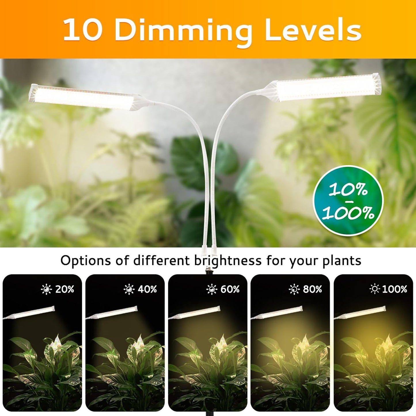 LED-Pflanzenlampe mit Ständer und Zeitschaltuhr, 210 LEDS Weiss