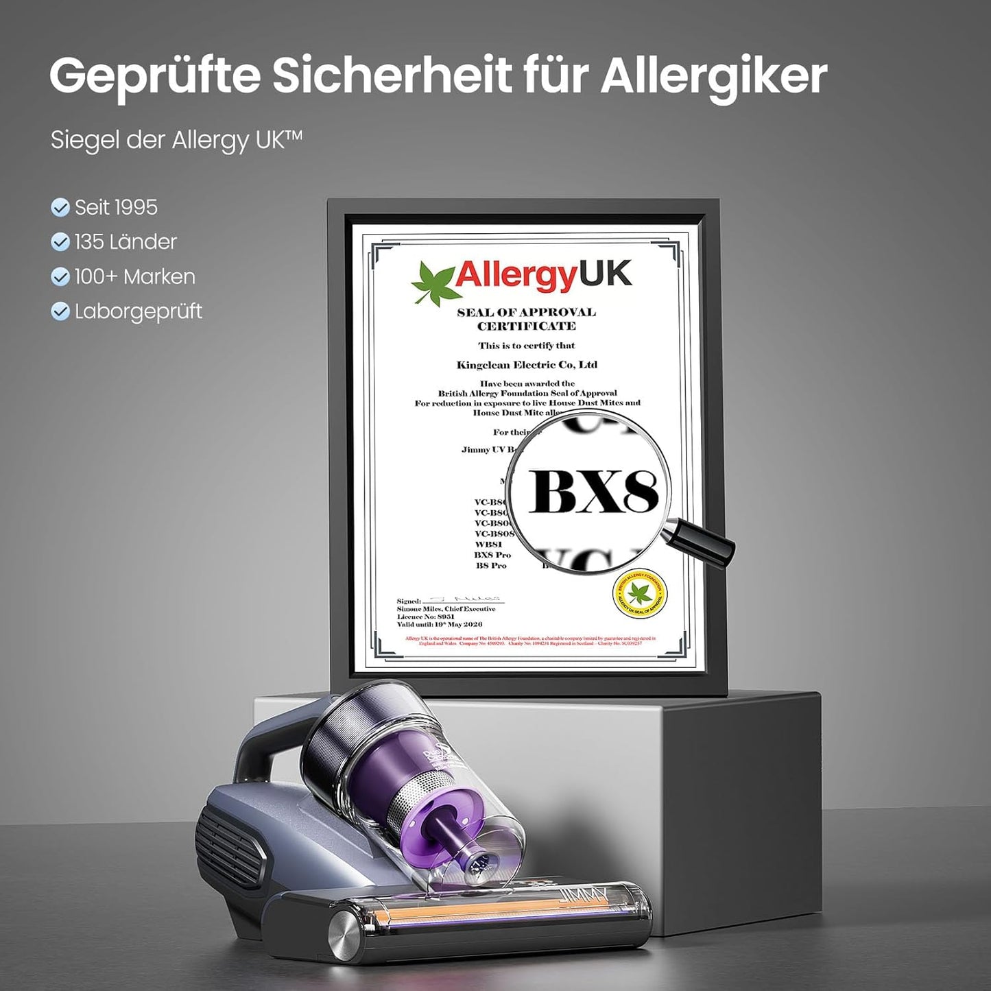 BX8 Milbensauger mit UV-Licht & Heissluft, Lila
