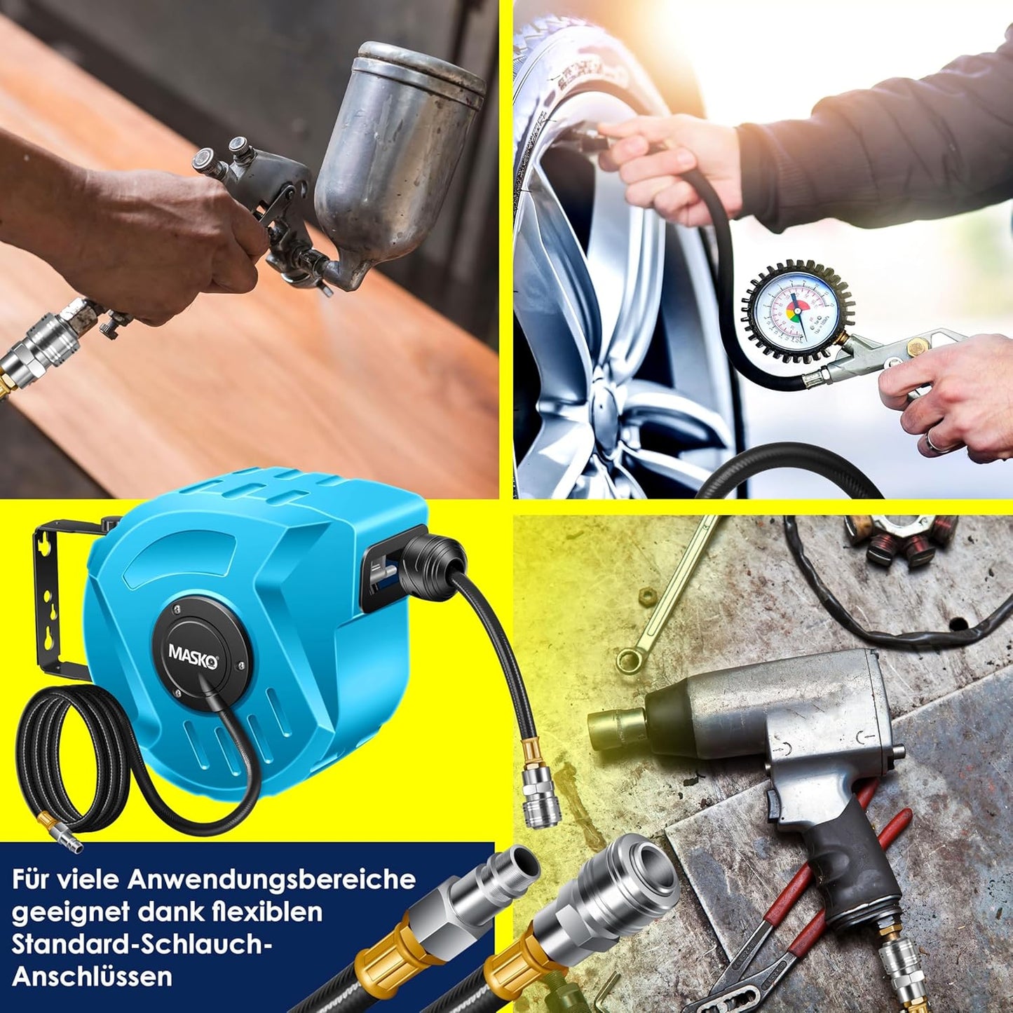 Schlauchtrommel Druckluft, 10m Blau
