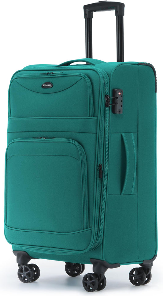 Erweiterbarer Stoffkoffer mit TSA-Schloss & Doppelrollen, Türkis Koffer L (69 cm) erweiterbar
