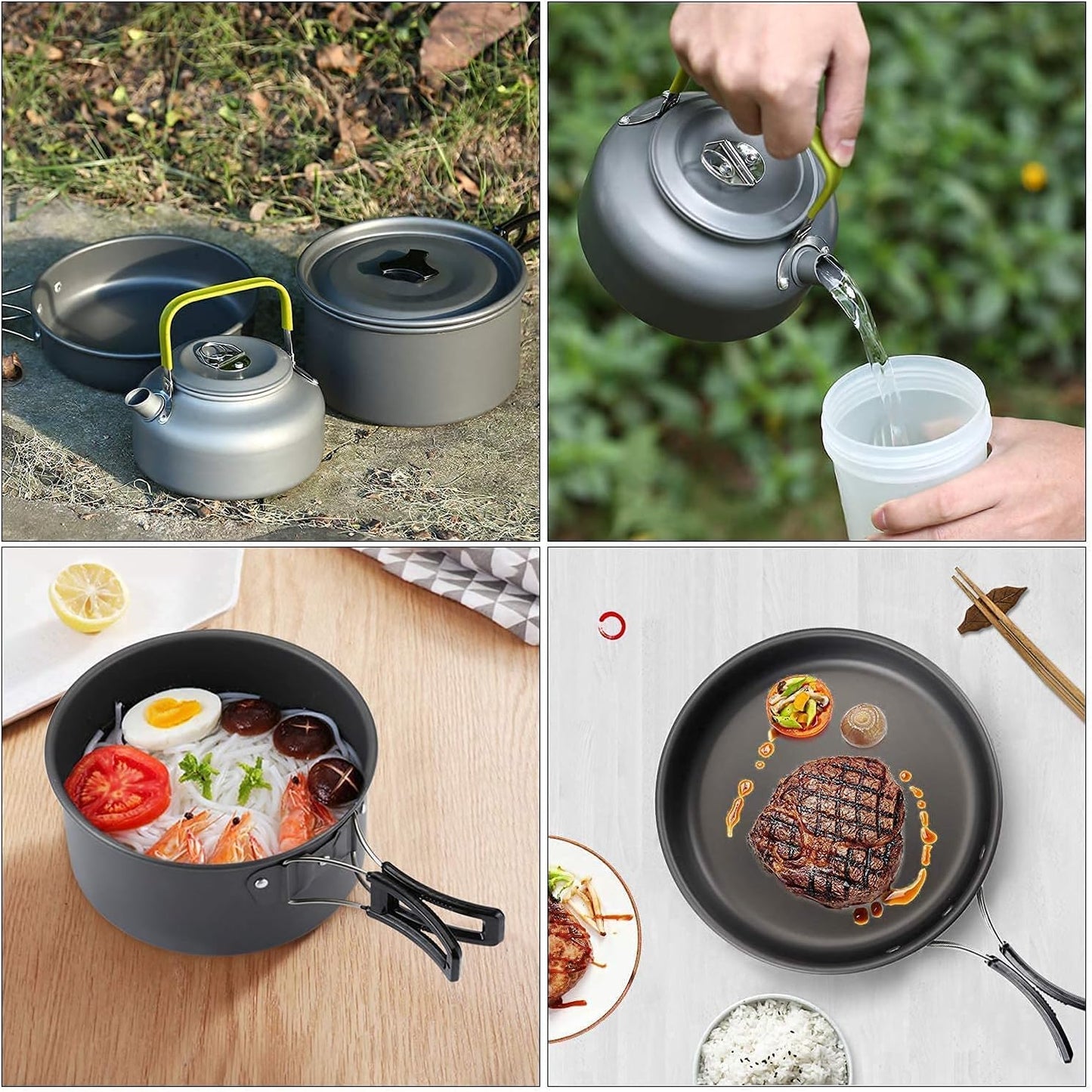 10-teiliges Camping-Kochgeschirr-Set, stapelbar