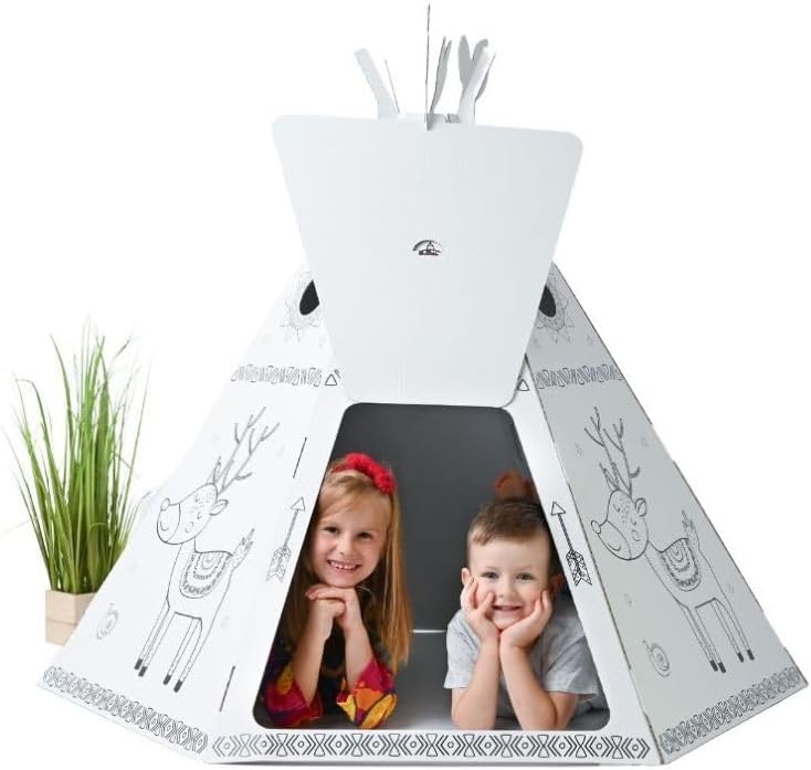 Spielzelt Tipi aus Pappe zum Bemalen und Spielen, Tipi Zelt 2