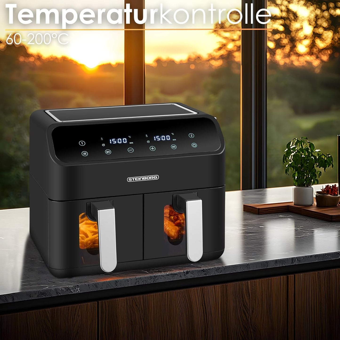 Heissluftfritteuse mit 2 Kammern