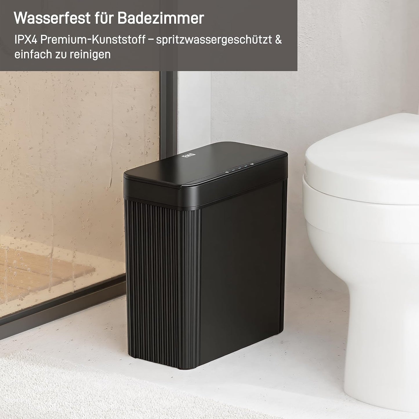 Brio Mülleimer mit Bewegungssensor, wasserdicht, Brio 10L-Schwarz