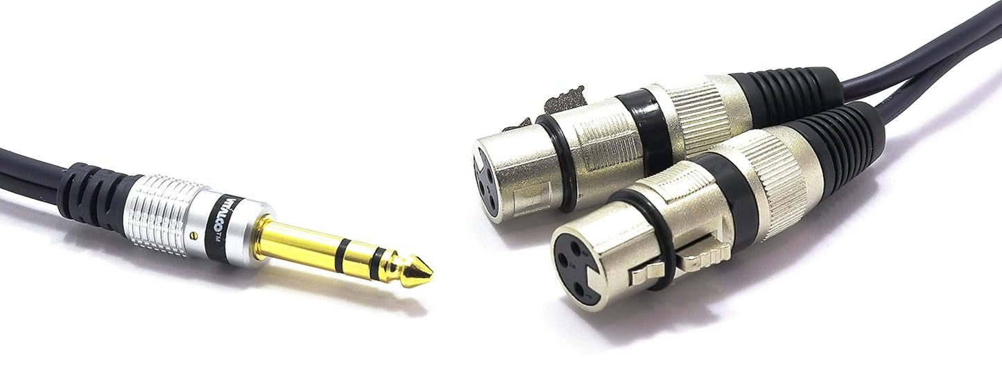 2x XLR auf Klinke Mikrofonkabel Adapter, 2-XLR-F/JACK-TRS / 3m