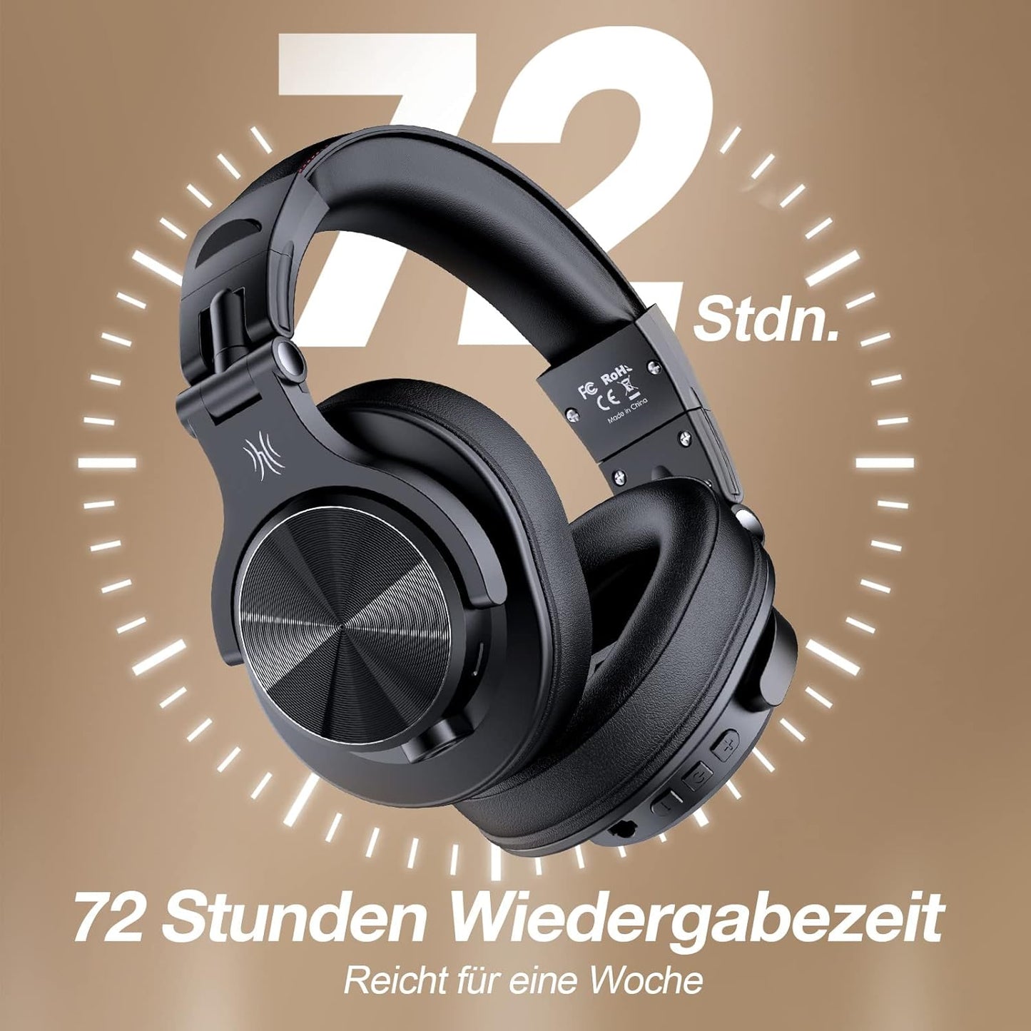 Kabellose Over-Ear Kopfhörer A70 mit HiFi-Stereo Sound, Schwarz