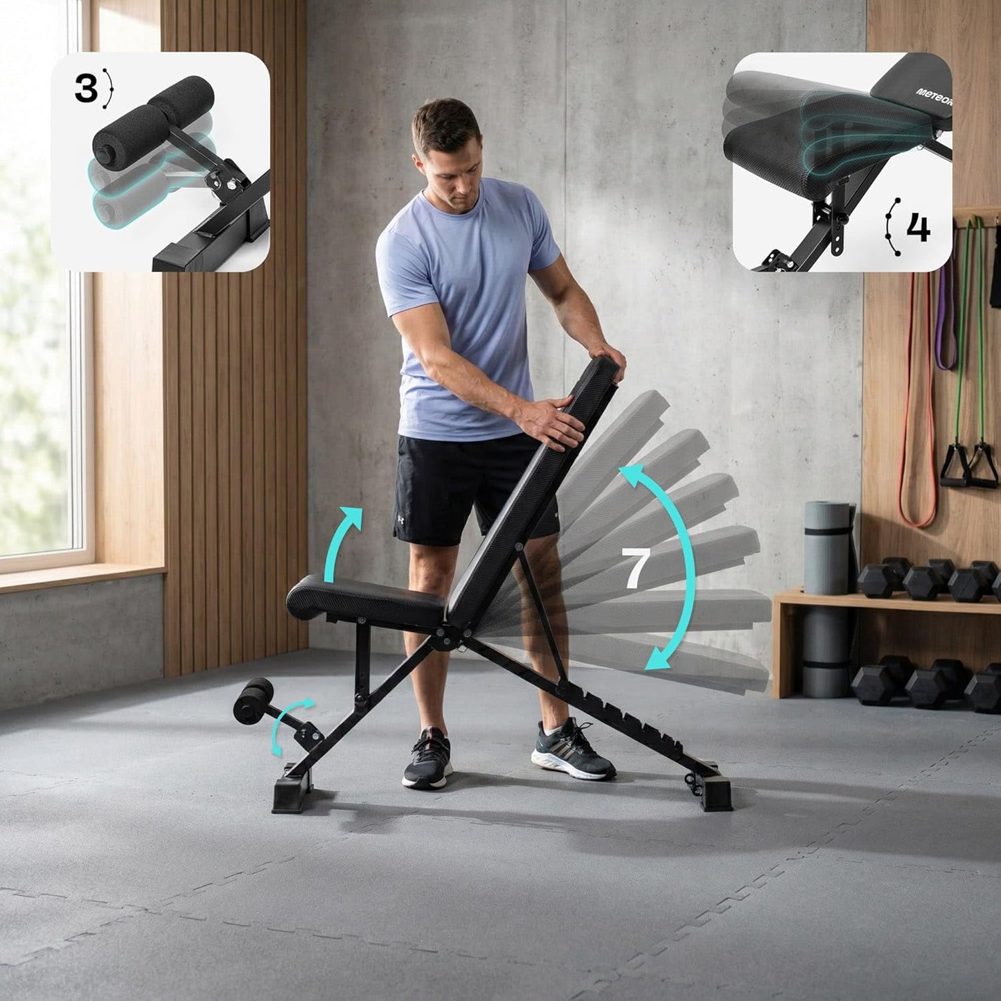 Klappbare verstellbare Trainingsbank, Black 150 kg Standard
