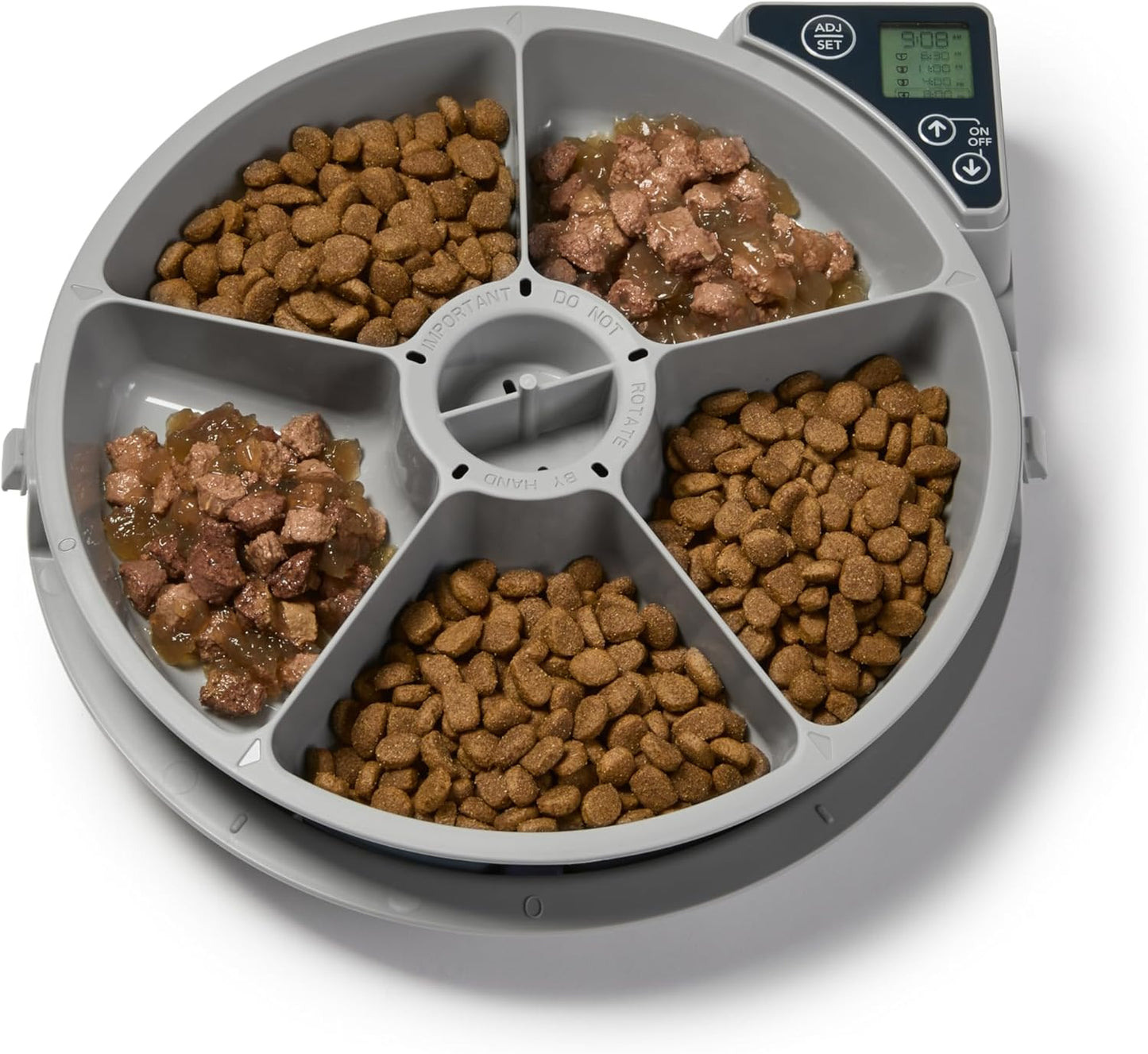 Automatischer Futterautomat mit Timer und Kühlakkus, 5 Näpfen, Grey – 5 Bowl Feeder