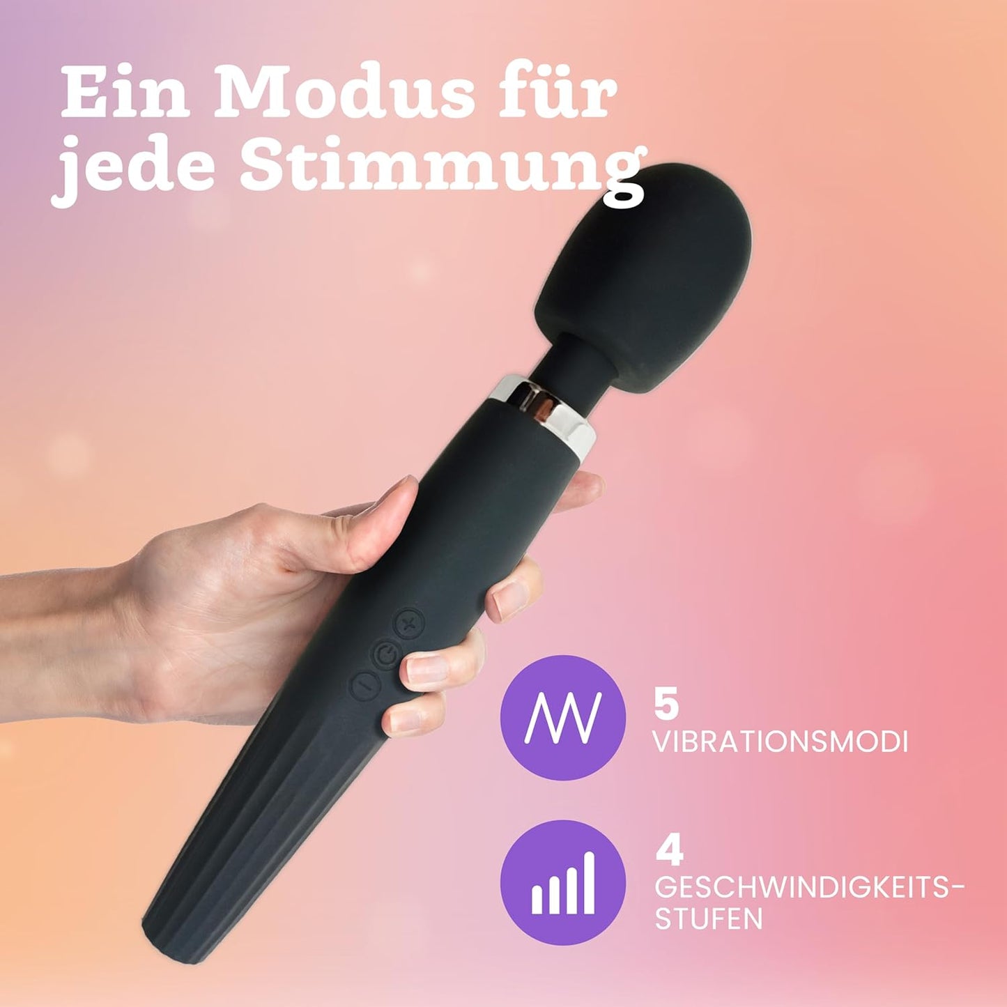 Deluxe Vibrator mit 5 Vibrationsmodi, Tiefschwarz
