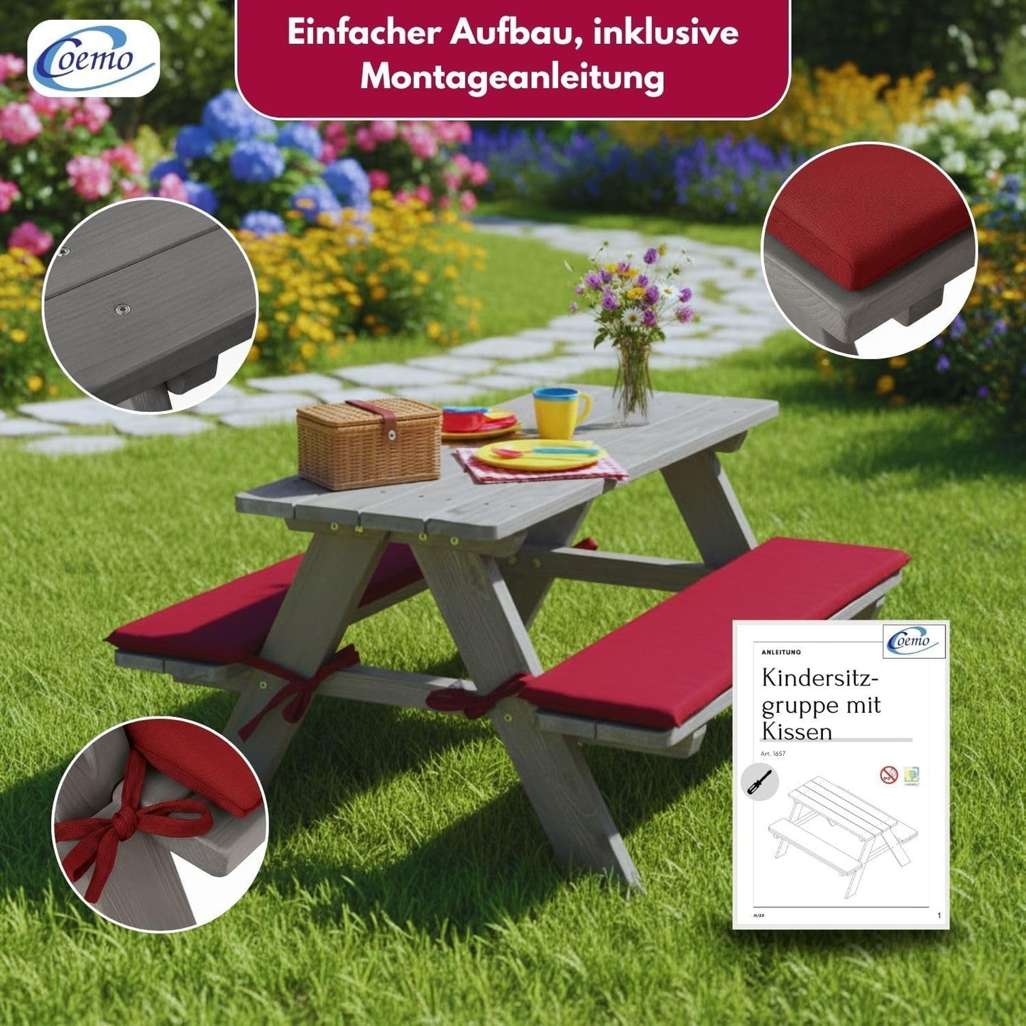 Robuste Kindersitzgruppe, 89x79x50cm Grau