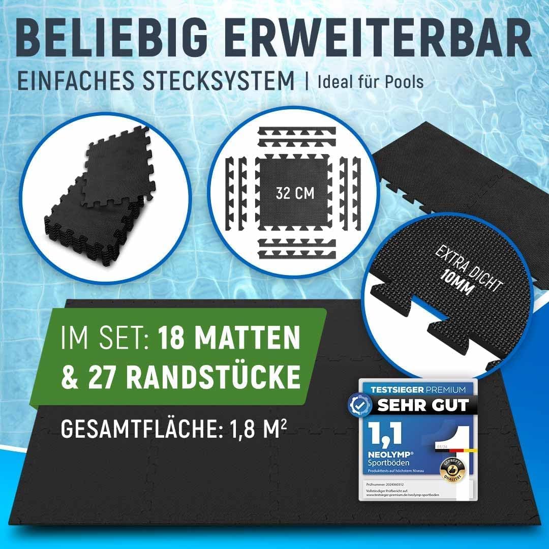 Pool-Unterlegmatte, Anthrazit | 72 Matten | 6,8 M²