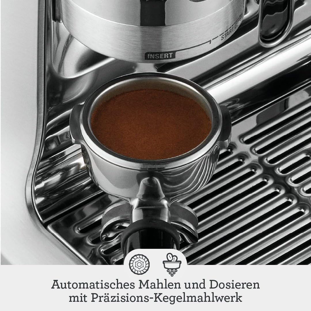 Kaffeemaschine mit manuellem Milchaufschäumer & Kegelmahlwerk, Schwarzer Trüffel Single