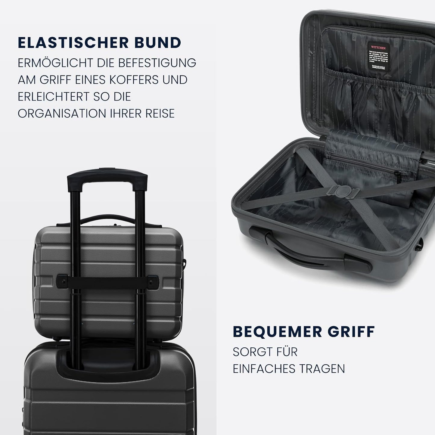 Handgepäckkoffer mit TSA Schloss, Dunkelgrau Kosmetikkoffer