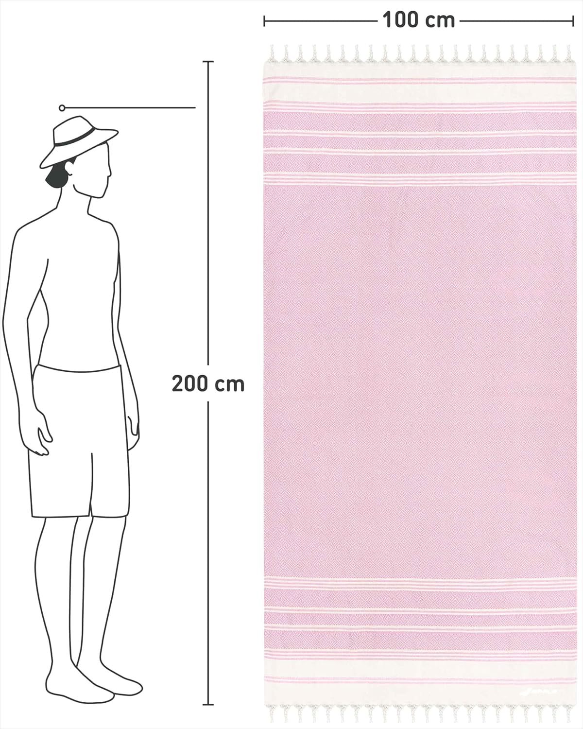 Hamamtuch, 21 Rose - Diamond 100x200cm