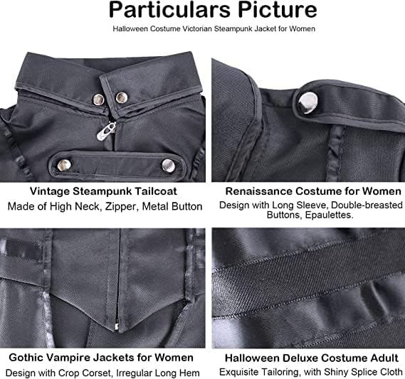 Steampunk Damen Frack, Schwarz M