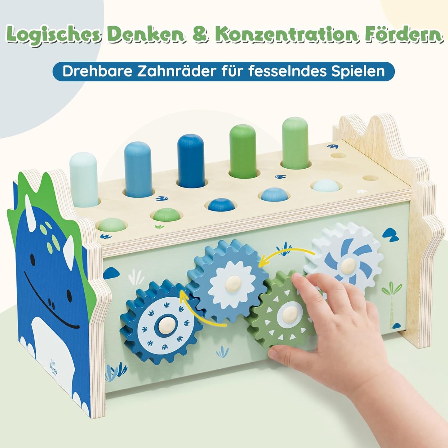Hammerspiel mit Xylophon & Zahnrädern, Dinosaurier
