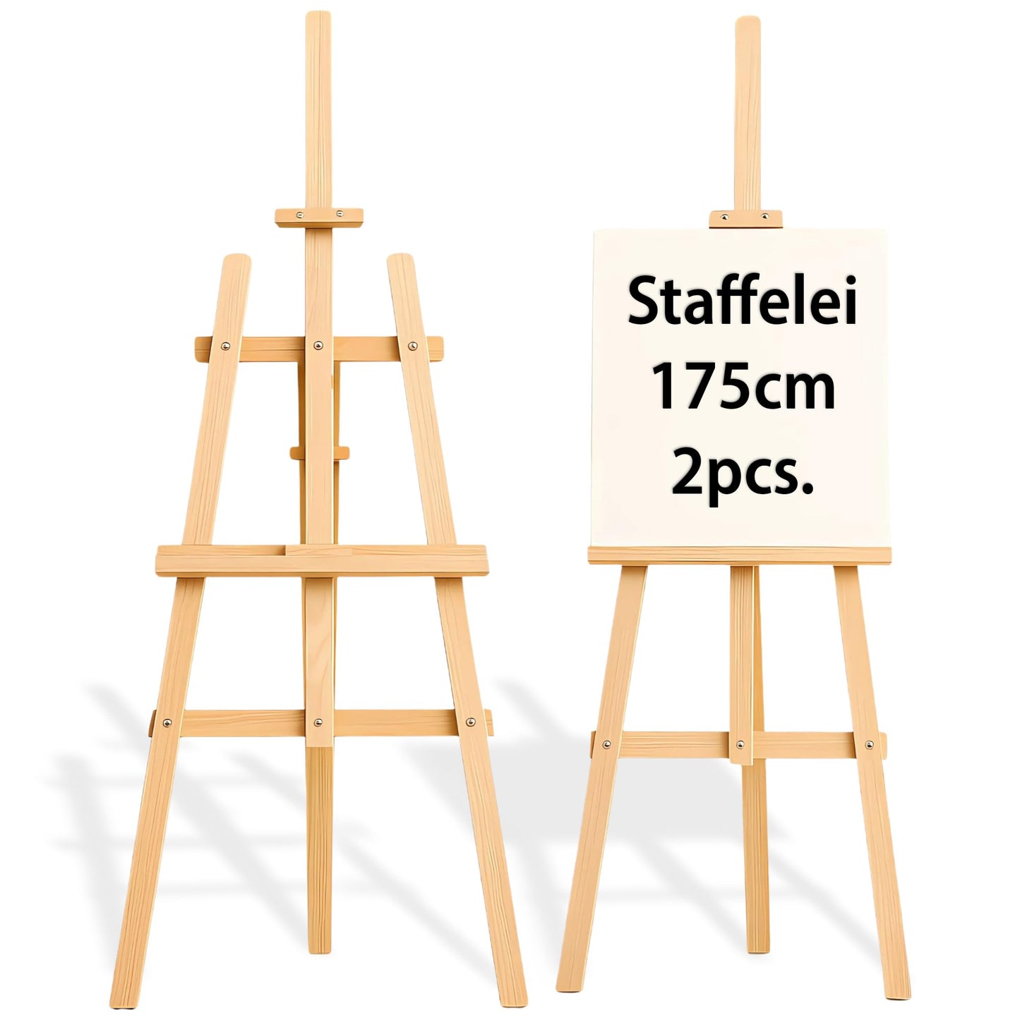 Holzstaffelei-Set für Leinwände (2 Stück, 175 cm), Kieferholz 175 cm (2 stück)