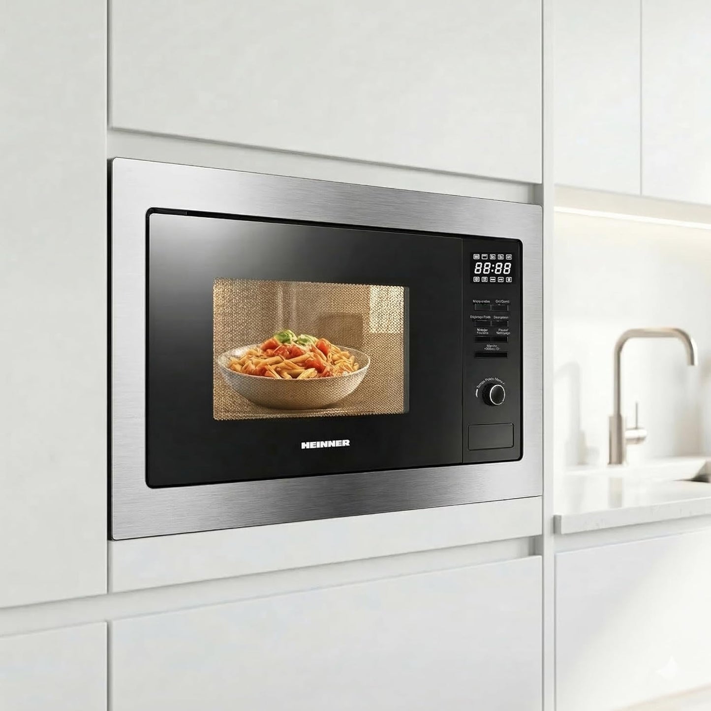 Einbau-Mikrowellenofen HMW-MDBI25GDIX mit Grill und Kombifunktionen, Edelstahl / Silber 25 L
