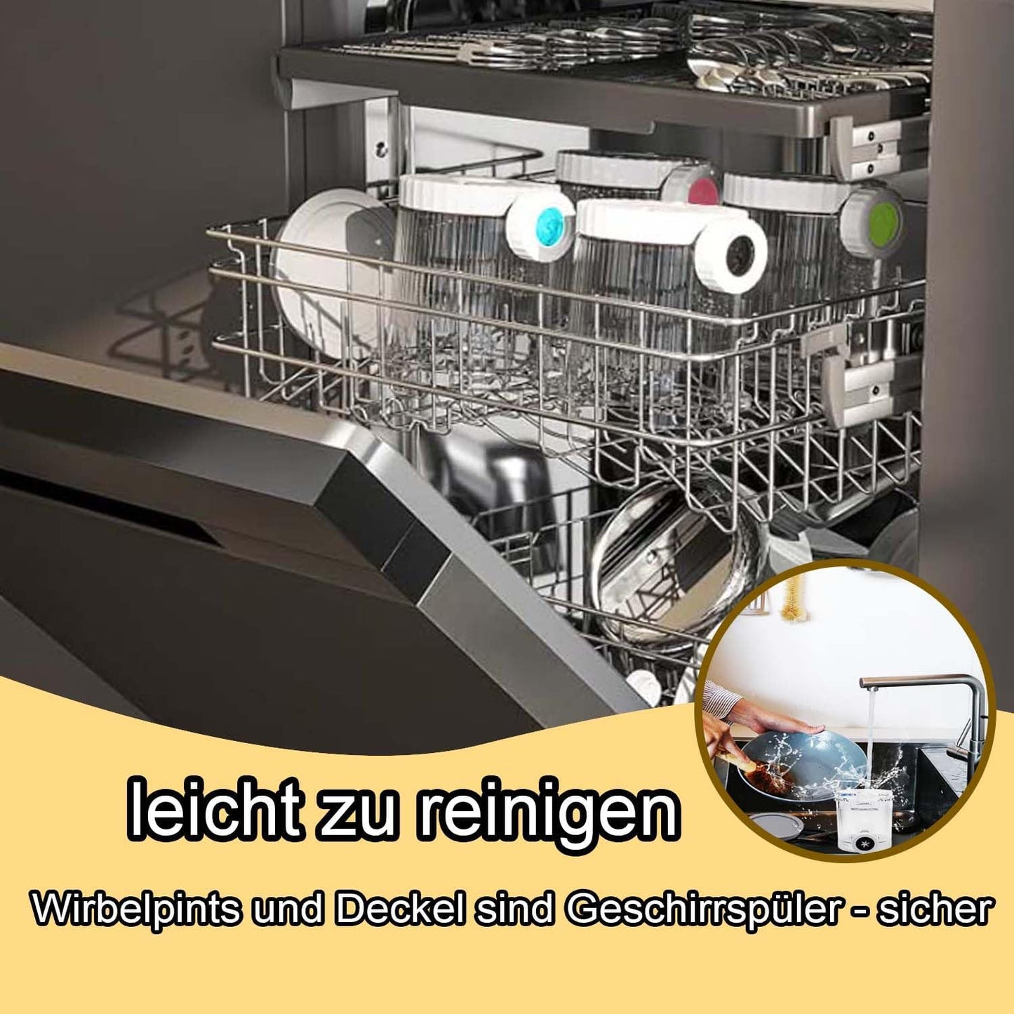 4-teiliges Eisbehälter-Set für Ninja Swirl Creami Serie NC701 & NC700, mit Eislöffel