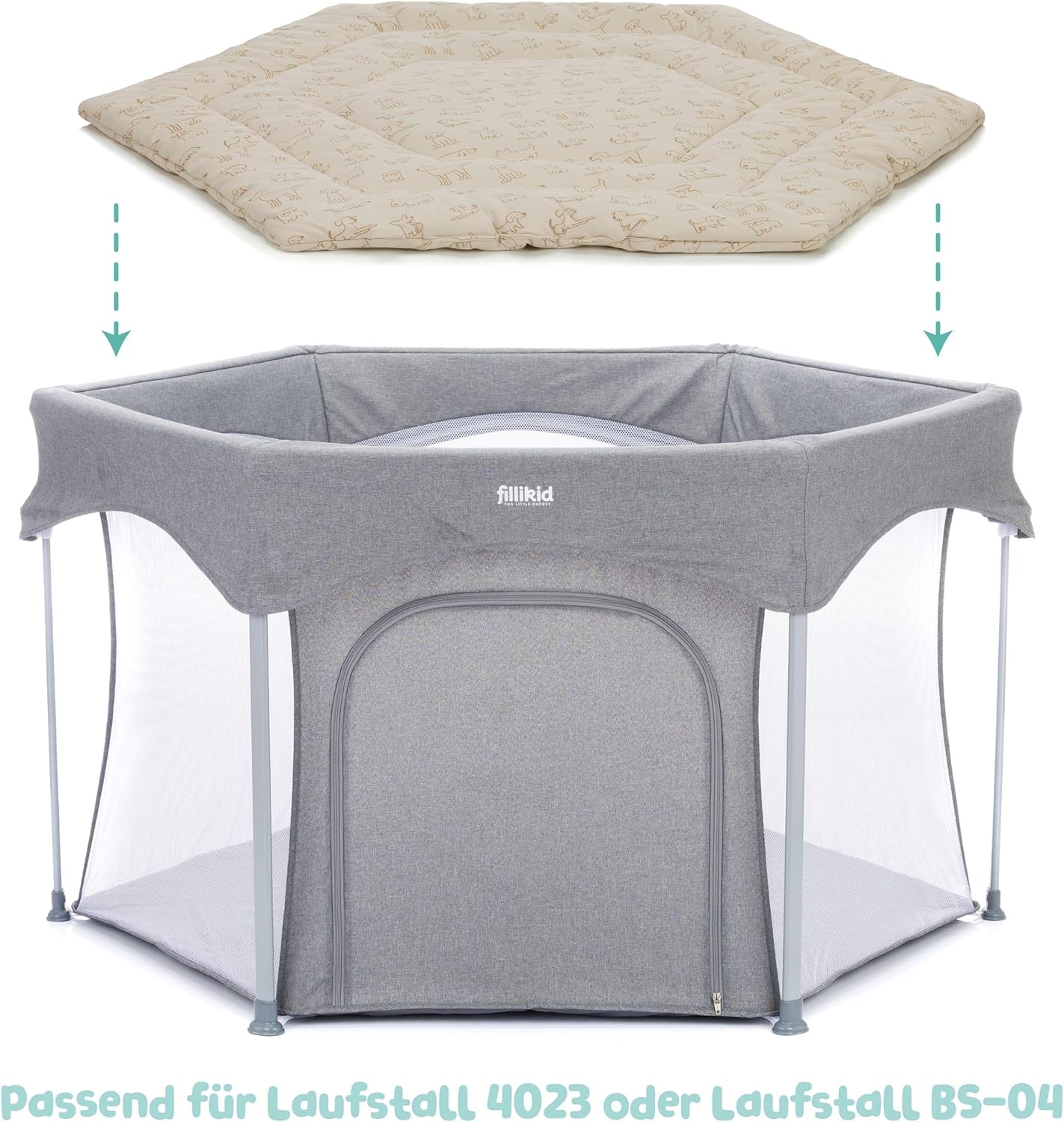 Einlage für 6-Eck Laufstall, Hund Beige