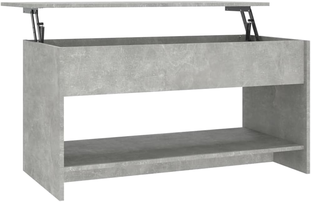 Couchtisch mit verstellbarer Tischplatte, Betongrau 102 x 50 x 52.5 cm