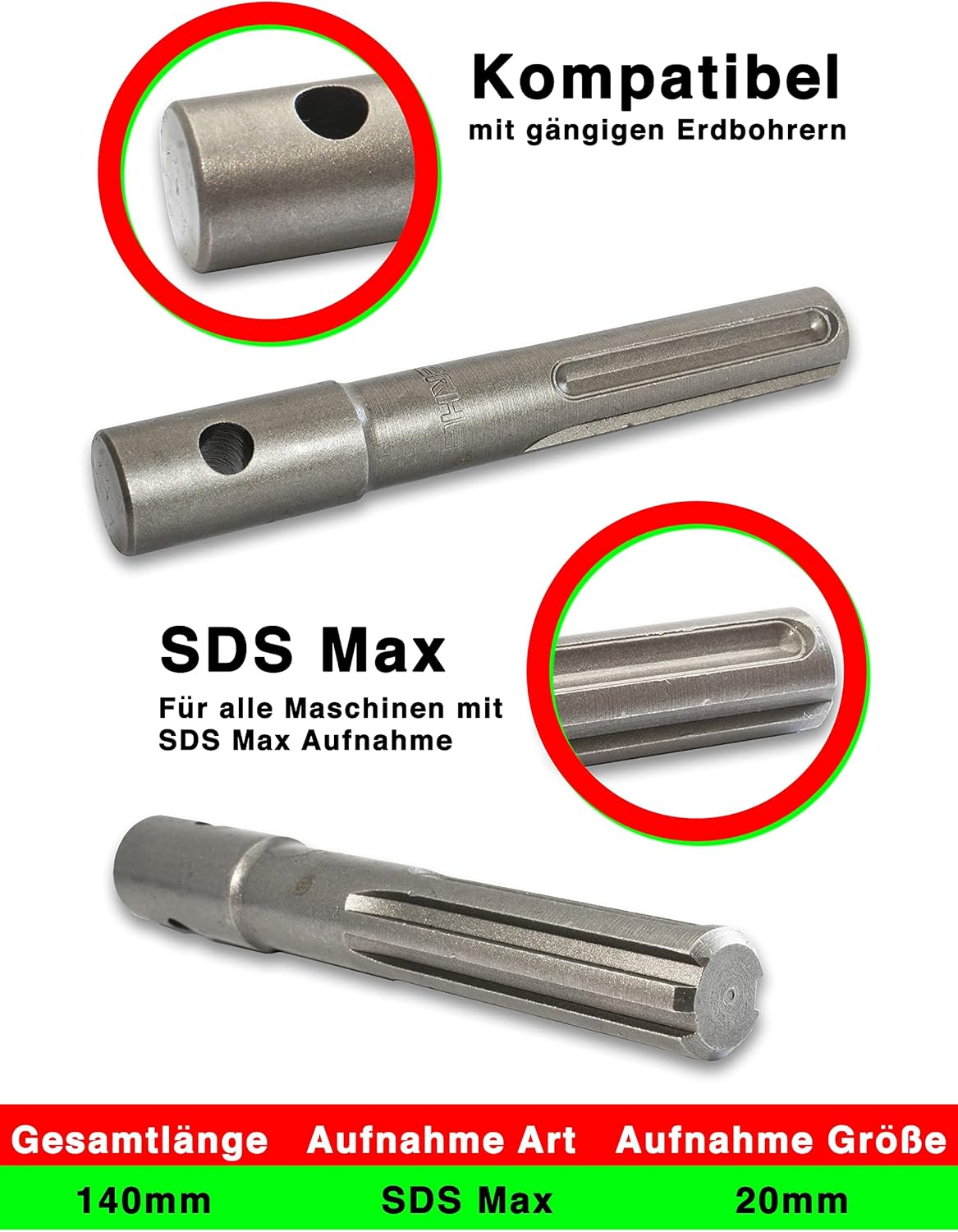 Erdbohrer mit SDS Max Adapter