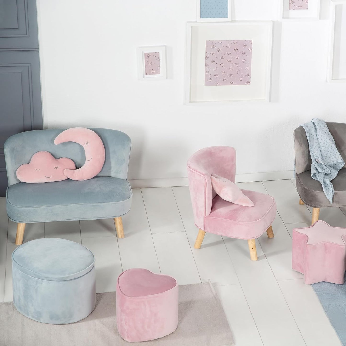 Kinderhocker in Herzform, Herzform Rosa/Mauve