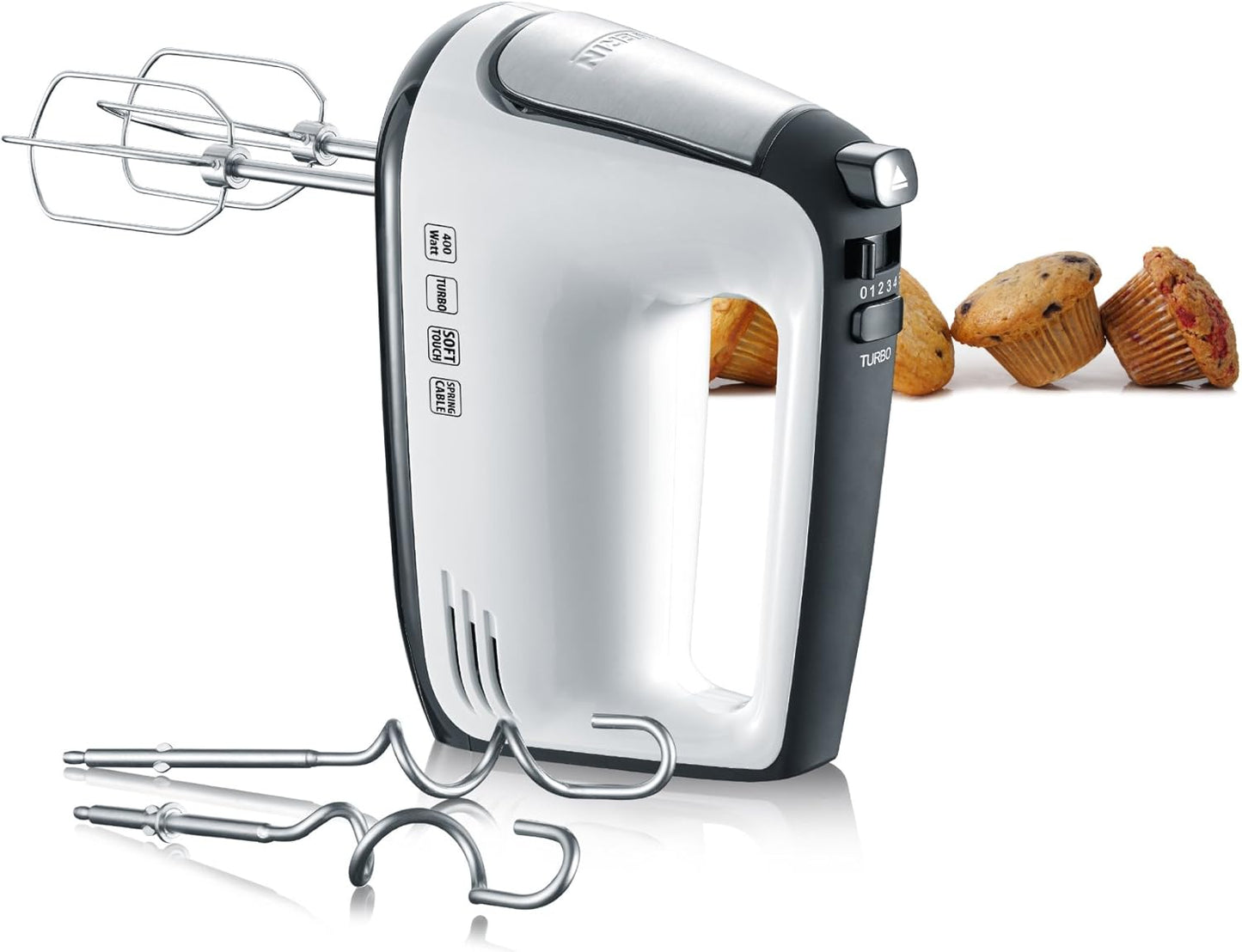 Handmixer HM 3830 mit 5 Geschwindigkeitsstufen, Weiss/Schwarz