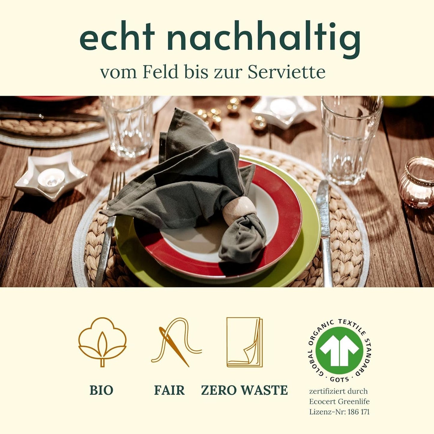 12er-Set Stoffservietten, Grün 12er Set