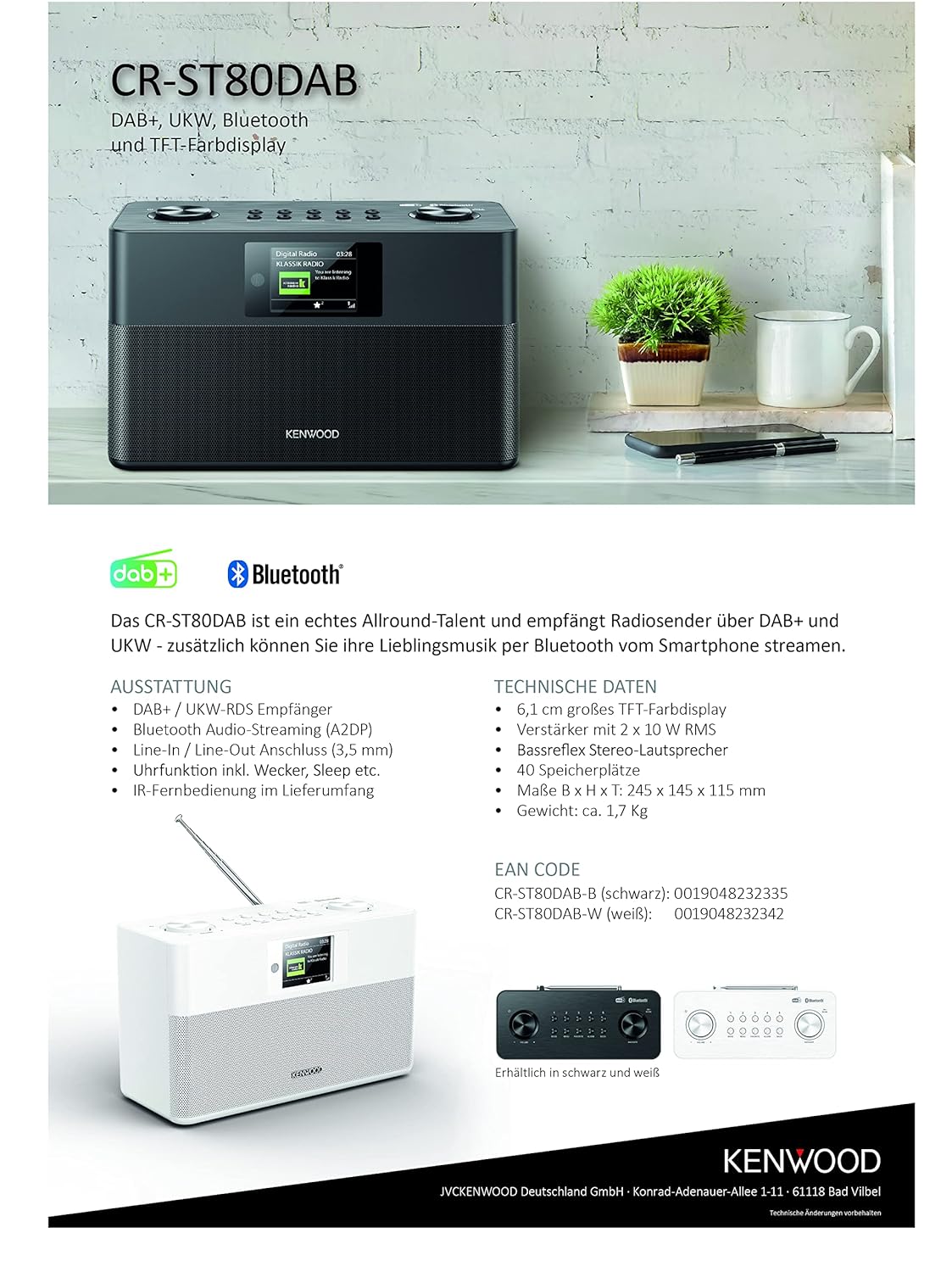 CR-ST80DAB-W, Weiss