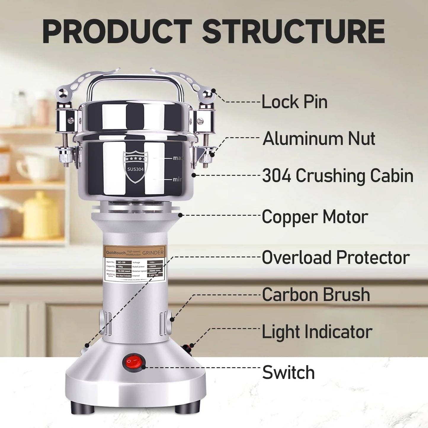 Elektrische Getreidemühle, 150g