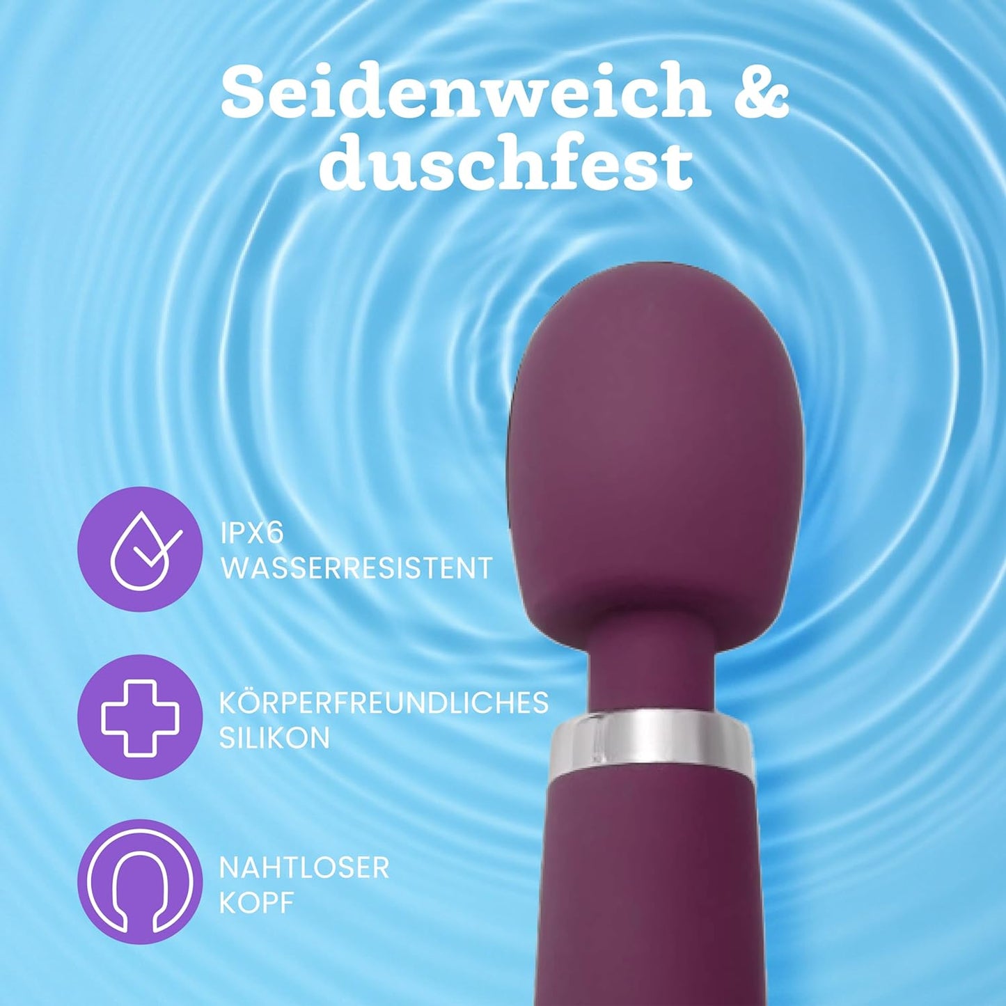 Premium Massagestab mit 5 Modi & 4 Intensitäten, Mitternachtsviolett, Deluxe