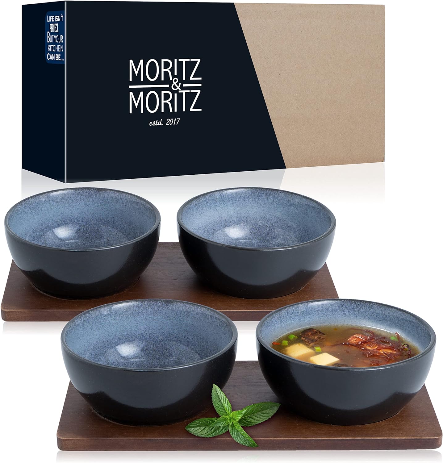 VIDA Miso Schüssel Set, 4x Grosse Dip-Schälchen