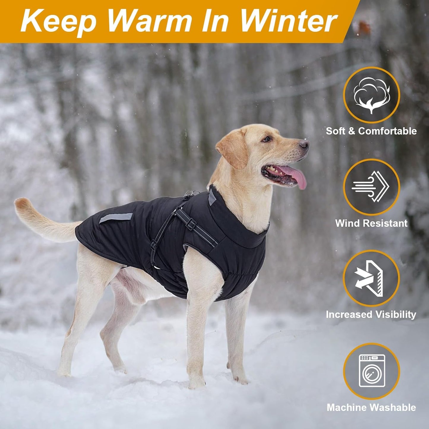 Winter Hundejacke mit Bauchschutz und Fleece, 3XL Lila