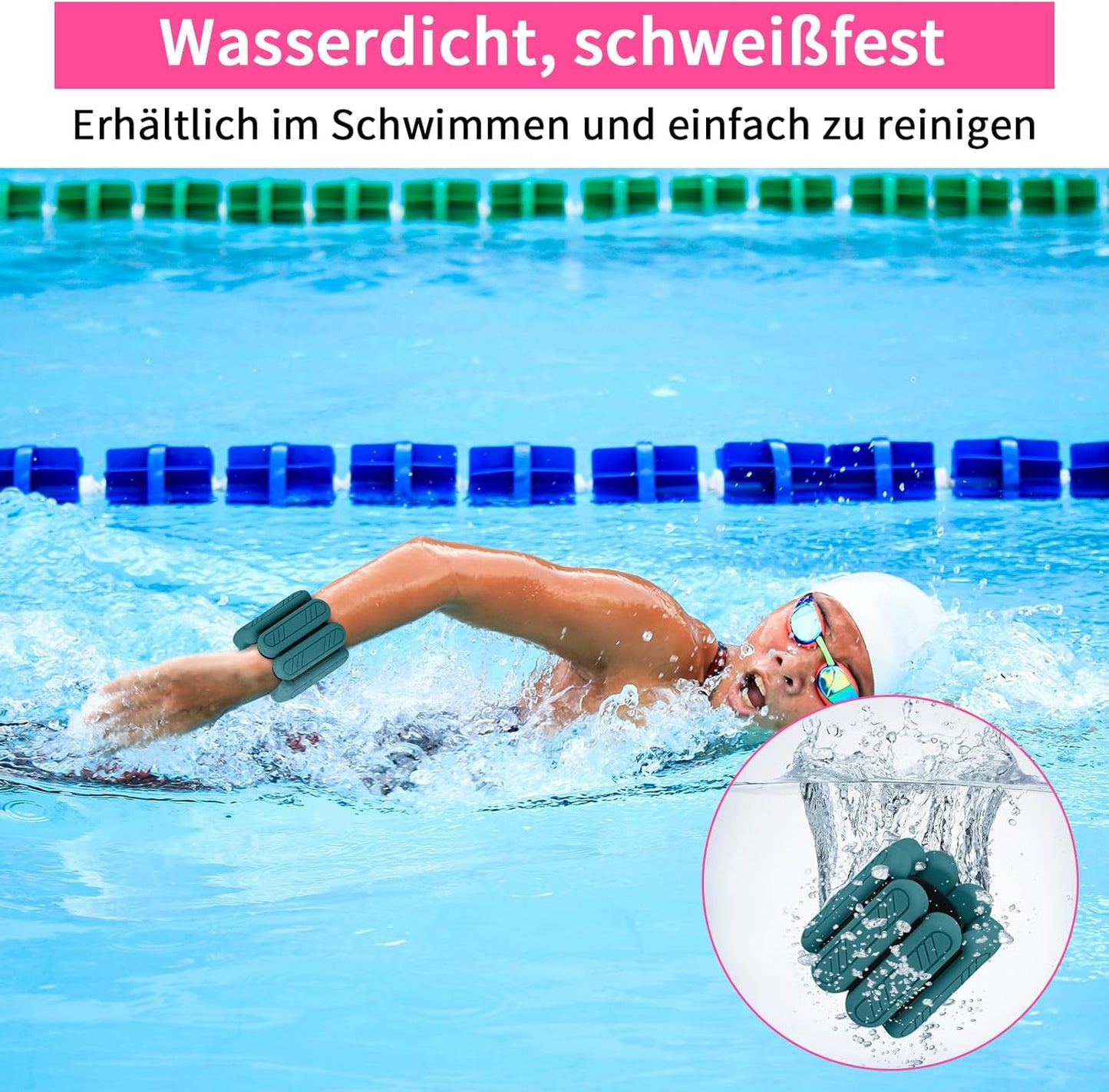 Verstellbare Gewichtsmanschetten, Dunkelgrün 2kg （2*1 kg)
