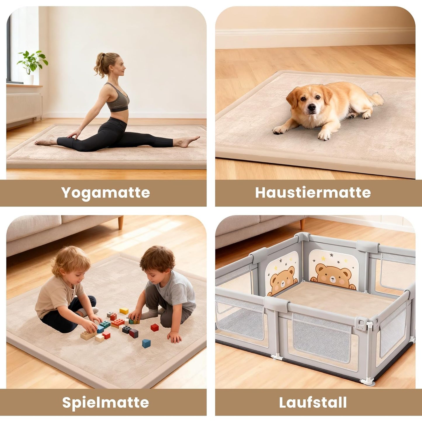 Krabbel- und Spielmatte, Beige 127 x 127 x 3.5 cm
