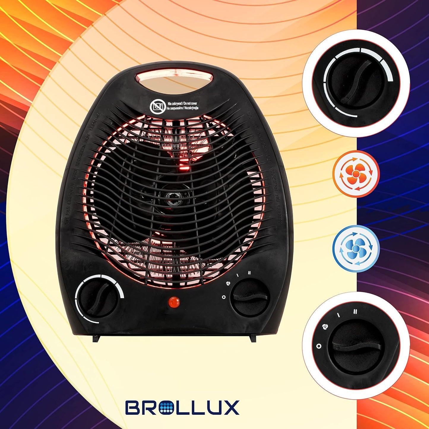 2x Thermoventilator, 2KW Lüfter Schwarz 2x