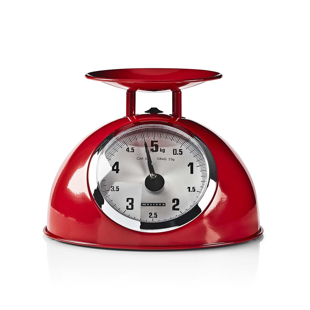 Retro-Küchenwaage | Analog | Metallgehäuse | Abnehmbare Schale | Max. 5kg | 25-Gramm-Schritt