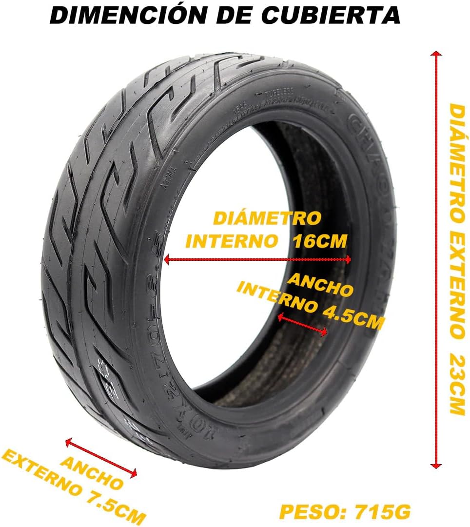Tubeless Reifen 10 Zoll für Elektroroller, 1 Rad