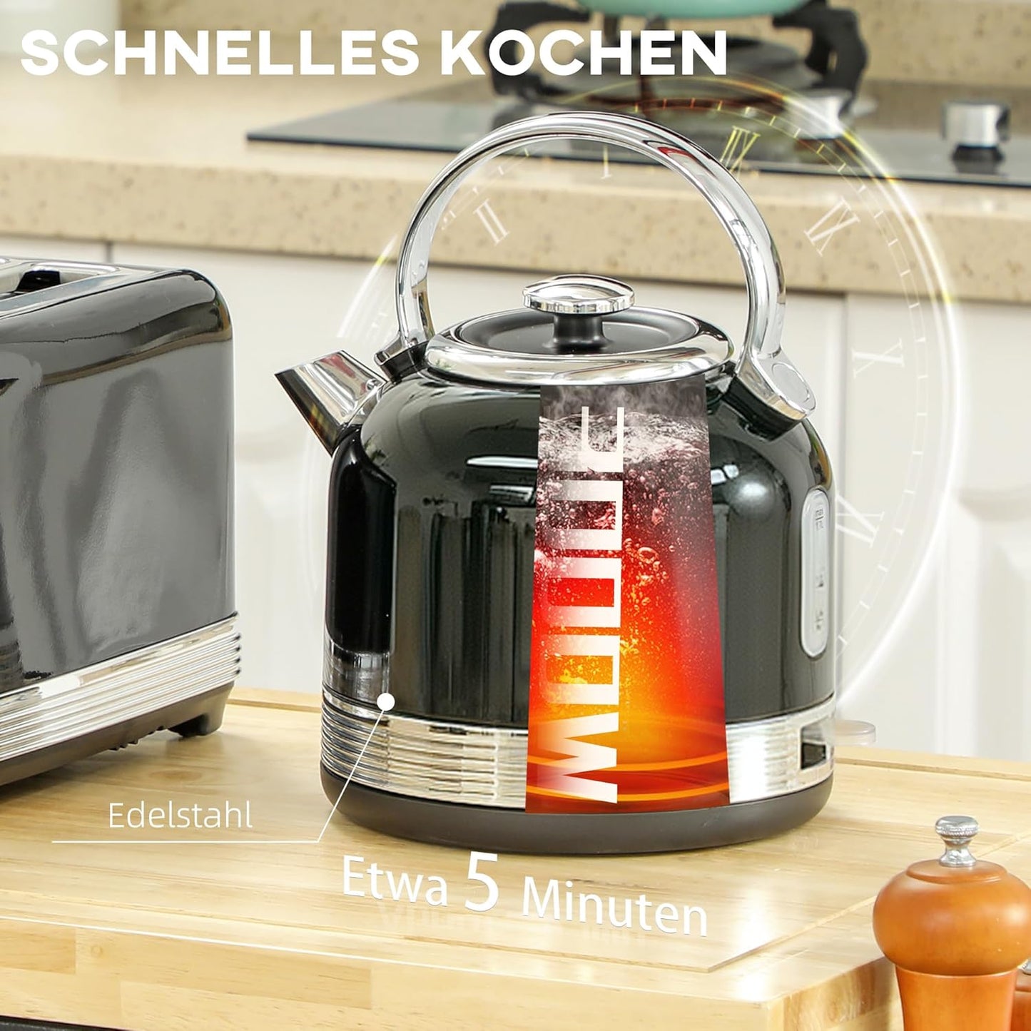 Wasserkocher und Toaster Frühstücksset