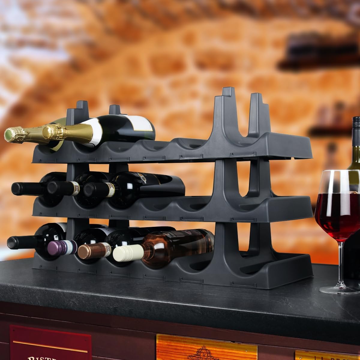 Stapelbares Weinregal für 18 Flaschen, Für 18 Flaschen