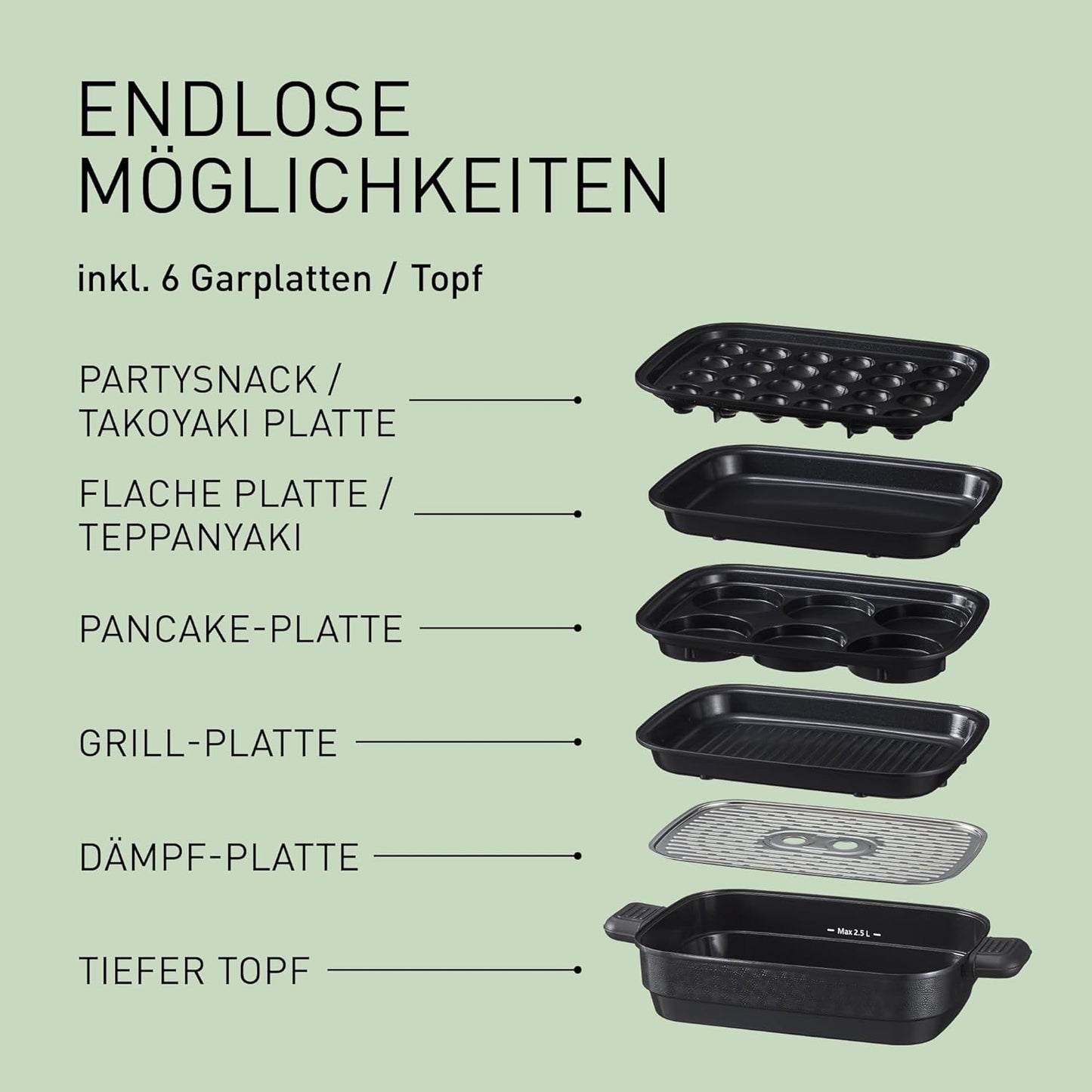Elektro-Multikocher, 6 Zubehörteile