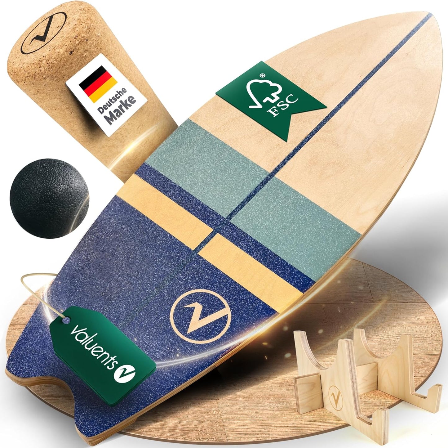 Balance Board in Surfboard-Form, braun