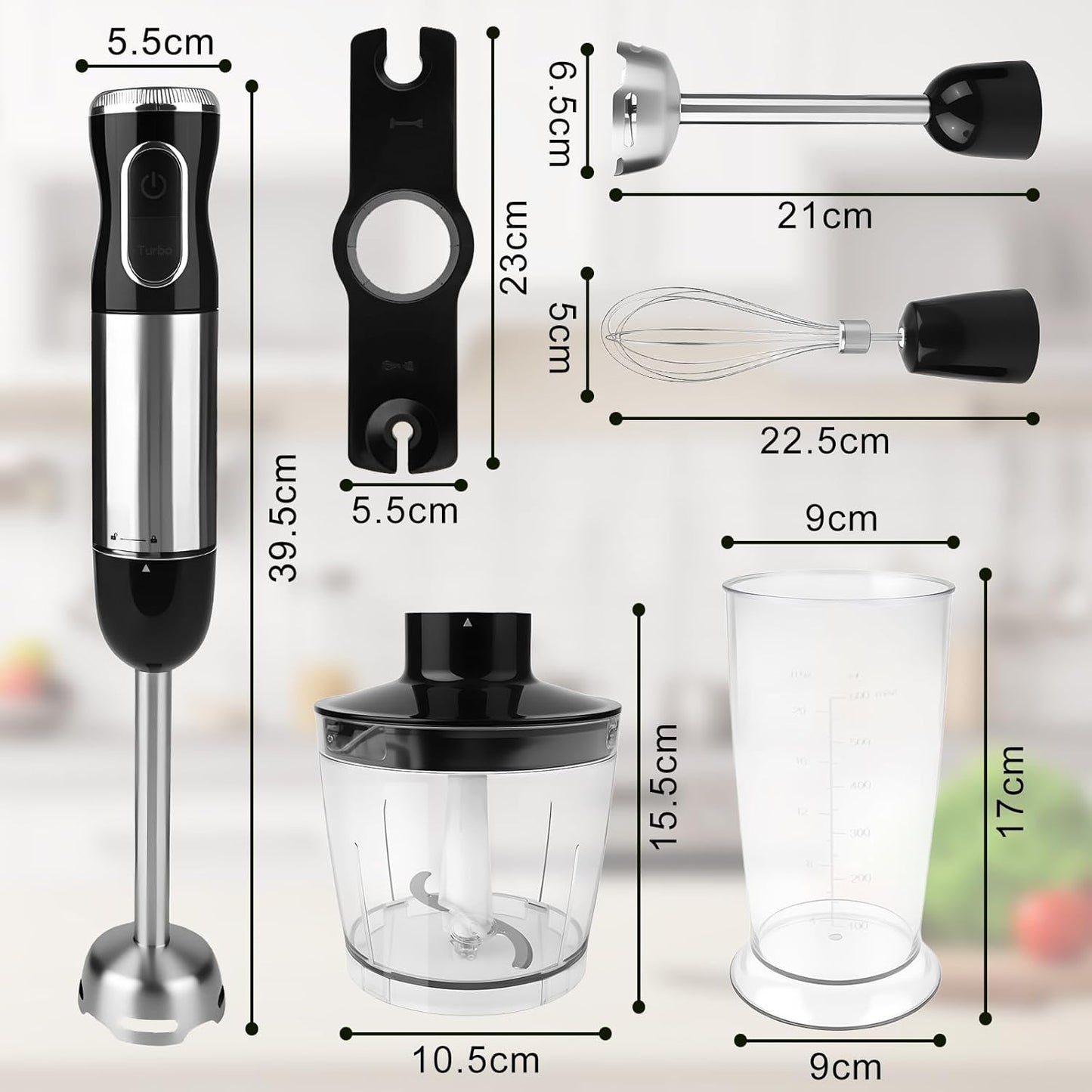 4-in-1 Elektrischer Stabmixer mit Zubehör-Set