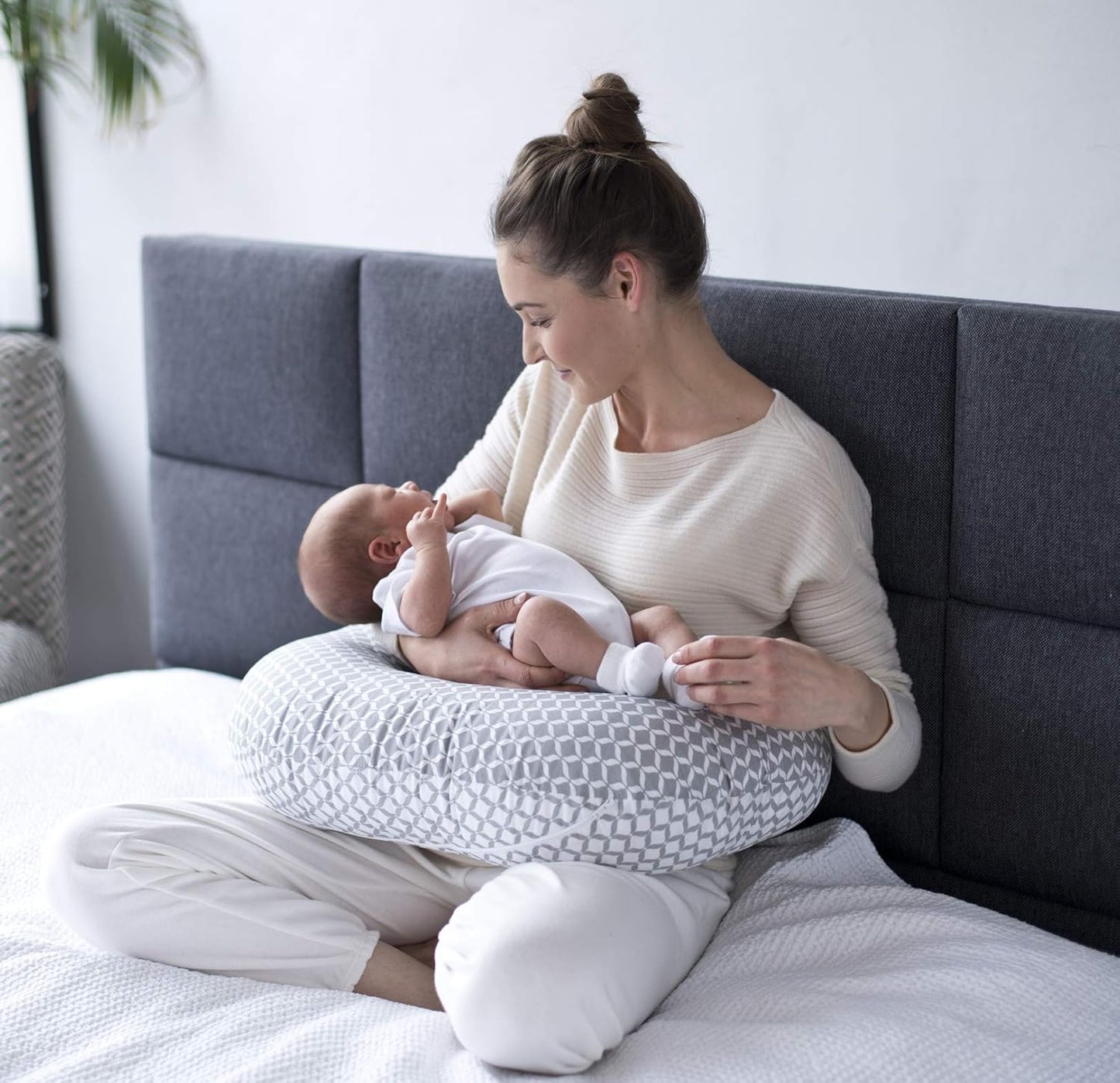 Ergonomisches Stillkissen, Öko-Tex Standard 100, Blatt Rosa Classic